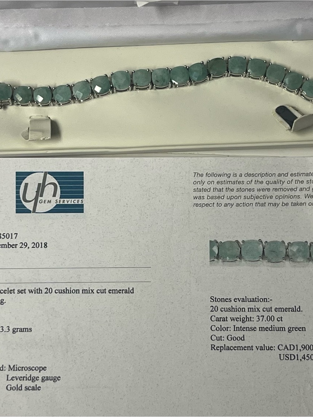 Emerald Green Cushion-Cut Tennis Bracelet